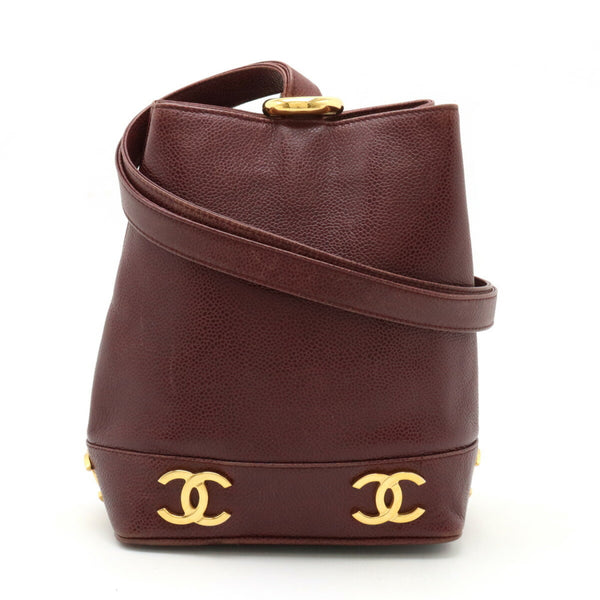 CHANEL Coco Mark Triple Shoulder Bag Caviar Skin Bordeaux