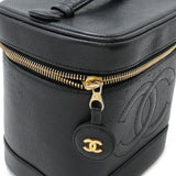 CHANEL Coco Mark Vanity Bag Handbag Pouch Caviar Skin Leather Black A01998