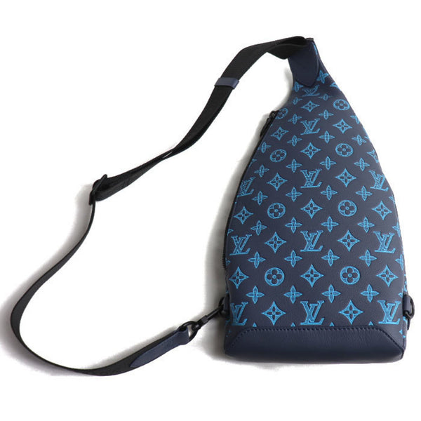 LOUIS VUITTON Louis Vuitton Duo Sling Bag Body Monogram Shadow Navy River Blue M46562 IC Men's