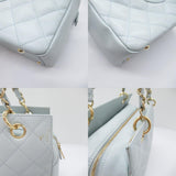 CHANEL Chain Shoulder Bag Caviar Skin (Grained Calf) Women's Blue Light