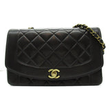 CHANEL Matelasse Diana Chain Shoulder Bag, Lambskin, Women's, Black