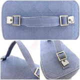 Christian Dior handbag vanity bag light blue cannage f-20528 canvas embroidery self-supporting double