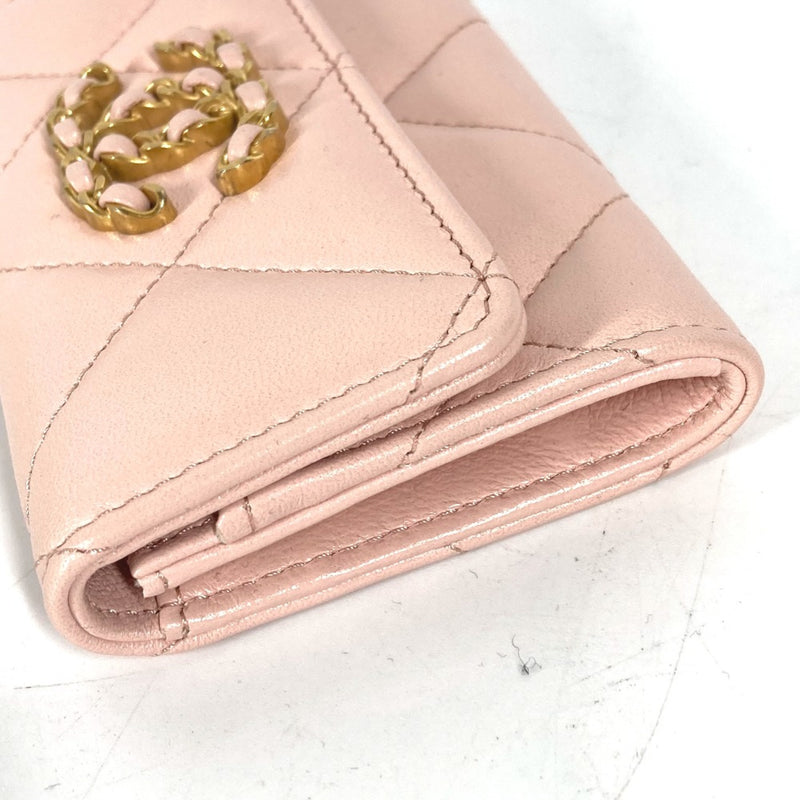 Chanel 19th Line CC Mark Wallet Coin Compartment coin purse pink Gold