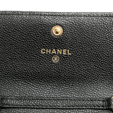 Chanel Boy Chain Wallet Shoulder Bag Black Gold Caviar Skin Women's CHANEL