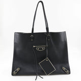 Balenciaga Paper Tote 387480 Leather Black Unisex Bag