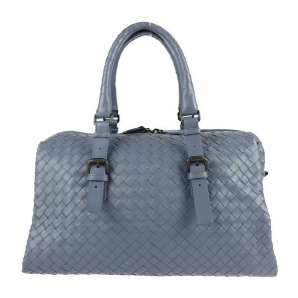 BOTTEGA VENETA Bottega Veneta Intrecciato Prusse Handbag 283363 Leather Light Blue Mini Boston Bag Tote