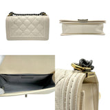 CHANEL Shoulder Bag Boy Chanel Leather Off-White Women's z1264