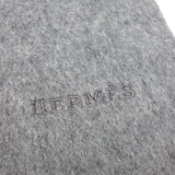 HERMES Wild Horse Muffler Cashmere x Lamb Leather Gray 083757