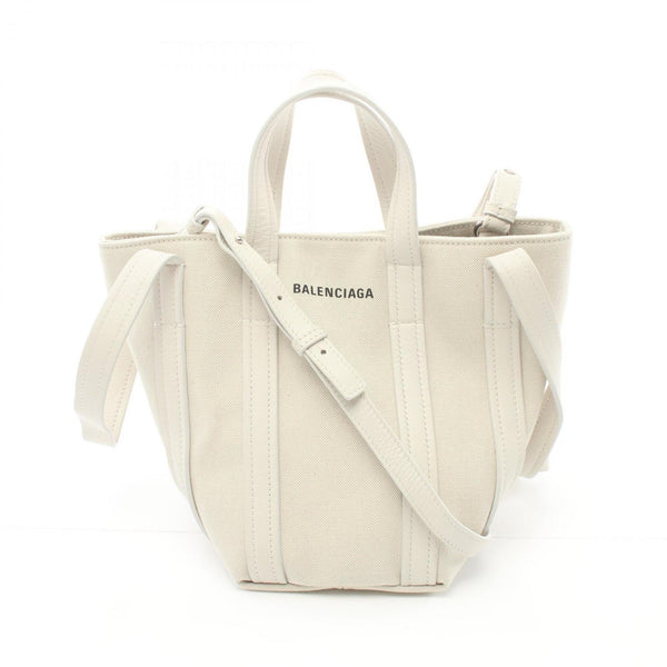 BALENCIAGA Everyday XS North South Handbag Bag Canvas Leather Women's White