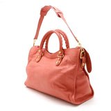 BALENCIAGA Giant City Editor's Bag Handbag Shoulder Leather Coral Pink 281770