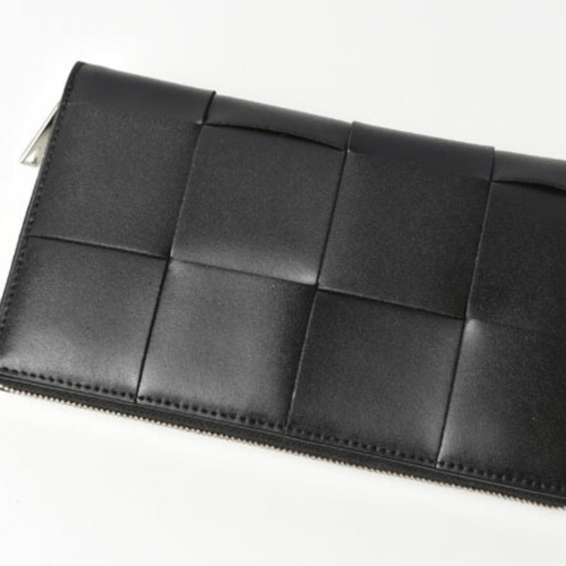 Bottega Veneta Wallet BOTTEGA VENETA Long Intrecciato Zip Up Around 649607 Calf Black