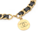 CHANEL Belt Clothing Leather GP Women's Gold Black