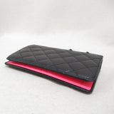 CHANEL Cambon Line ZIP long wallet Black leather