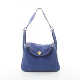 Hermes Lindy 30 Blue Electric Shoulder Bag Taurillon Clemence Women's