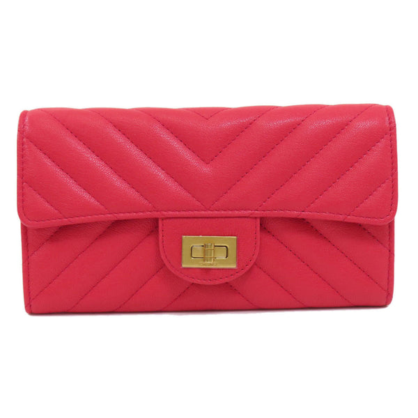 Chanel V stitch long wallet calf Ladies CHANEL