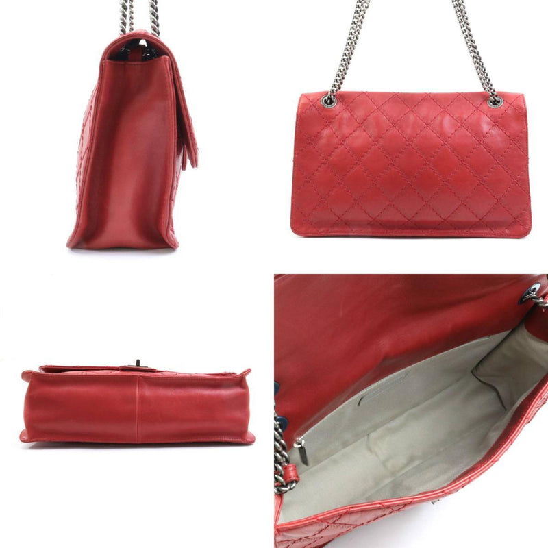 CHANEL Shoulder Bag 2.55 Leather/Metal Red Ladies