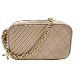 CHANEL Shoulder Bag Leather Gold Women's n0210