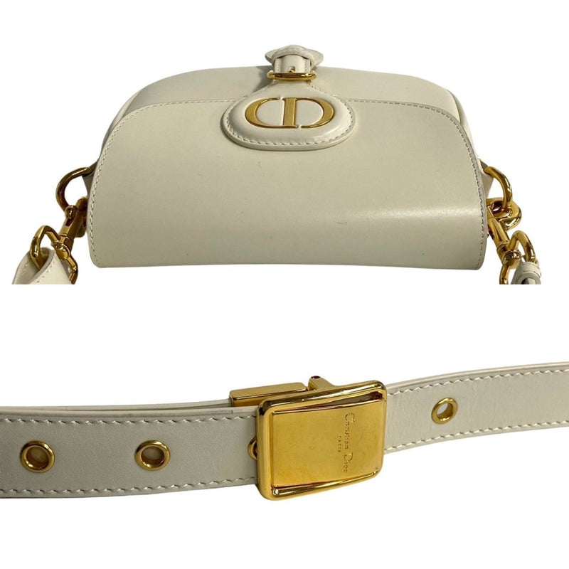 Christian Dior Bobby Small CD Hardware Box Calf Leather Shoulder Bag White 10920