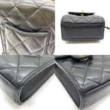 Chanel Bag Classic Matelasse Chain Shoulder Black Champagne Pochette Women's Lambskin Leather CHANEL