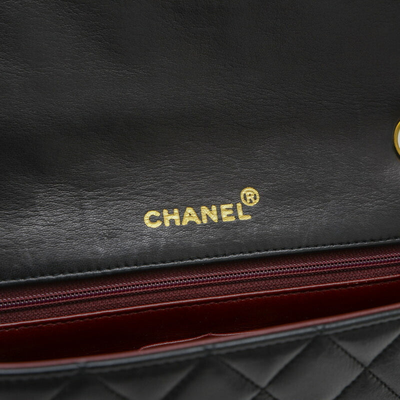 Chanel Matelasse Full Flap Chain Shoulder Bag Lambskin Black A02500