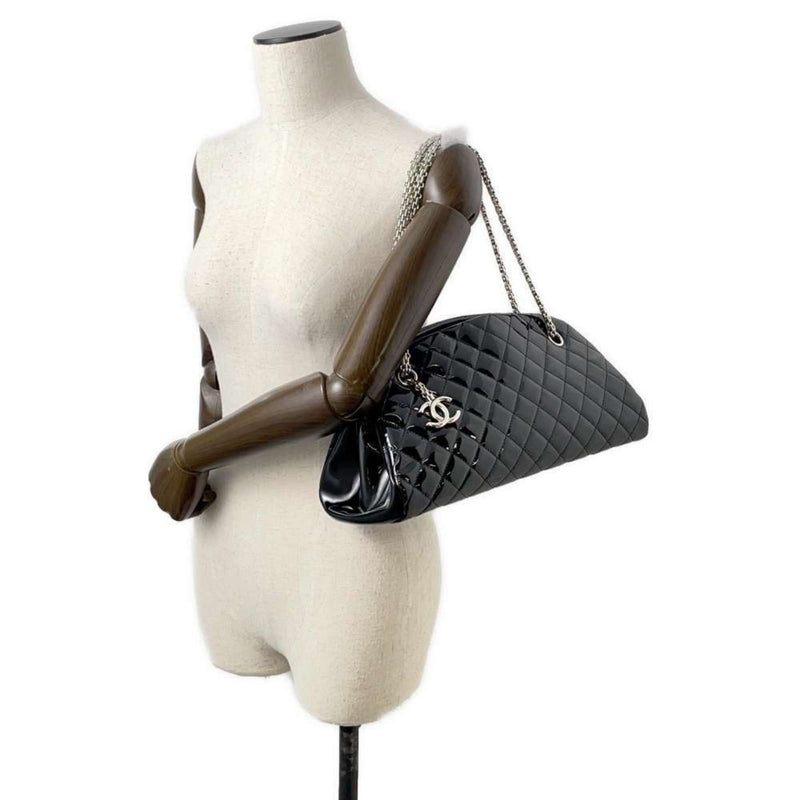 Chanel Chain Shoulder Bag Mademoiselle Bowling Patent 9854 CHANEL Black