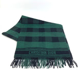 CHRISTIAN DIOR 95CHE200100 Logo fringe Large format shawl Scarf Green Black