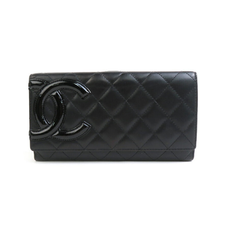 CHANEL Bi-fold Wallet Cambon Line Lambskin Black Women's 99887f