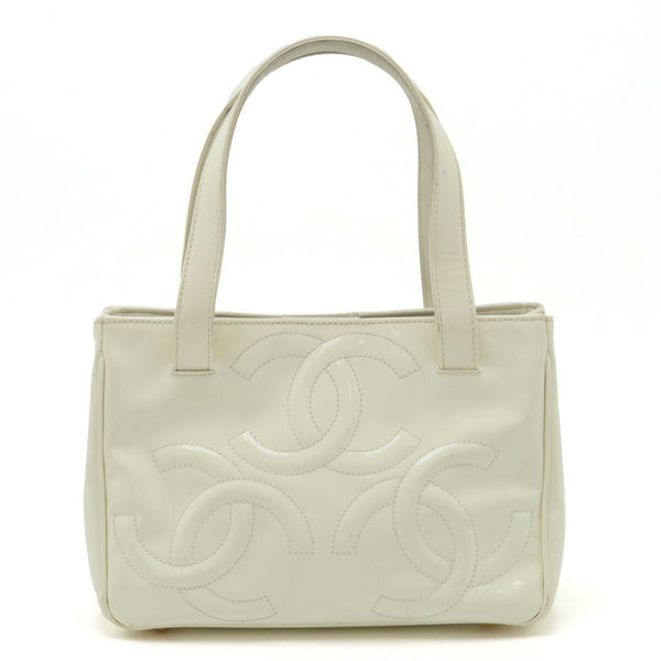 CHANEL Chanel Coco Mark Triple Handbag Bag Enamel Ivory