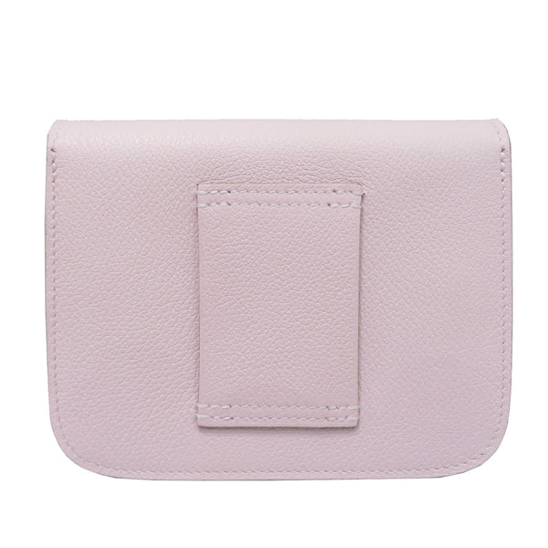 HERMES Constance wallet, coin case, mauve pale/silver hardware, evercolor, B stamp, men's, women's, compact