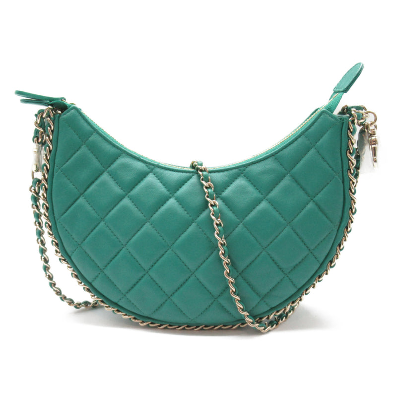 CHANEL ChainShoulder bag Green Lambskin (sheep leather)