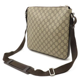 GUCCI GG Supreme Shoulder Bag PVC Leather Khaki Beige Dark Brown 406408