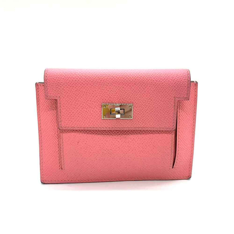 Hermes Wallet Kelly Pocket Compact Pink Wallet/Coin Case Coin Purse Women's Epsom Leather HERMES