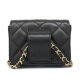 Chanel Waist Bag Matelasse Lambskin Black Champagne Women's