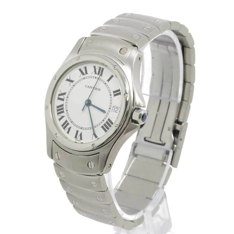 Cartier Santos Cougar LM W20026K1 Men's Watch Date White Automatic