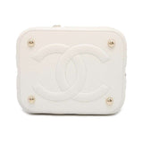 Chanel Chain Shoulder Bag Coco Mark Matelasse Vanity Caviar Skin CHANEL White