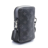 Louis Vuitton LOUIS VUITTON Double Phone Pouch Monogram Eclipse Reverse Shoulder Bag Coated Canvas Leather Men's Black Gray M81321