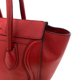 Celine Tote Bag Luggage Micro Shopper Red 167793 Leather CELINE Handbag Ladies