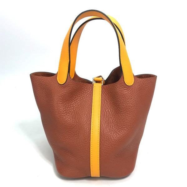 Hermes Bicolor Bag Tote Bag Hand Bag Brown x orange Based