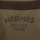 Hermes Sac de Pansage Groom Handbag Tote Bag Khaki Orange Canvas Leather Women's HERMES