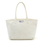 GOYARD Artois PM Tote Bag Shoulder PVC Leather White Initial Print