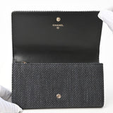 Chanel Deauville Long Flap Wallet A81976 Canvas/Leather Black 69950