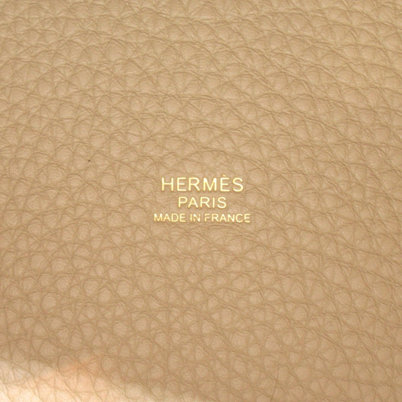 Hermes HERMES Picotin Lock PM Beige Marfa Handbag Bag Leather Taurillon Clemence Women's