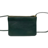 CELINE Trio Small Leather Shoulder Bag Pochette Green Women's 54217