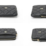 CHANEL Matelasse Coin Card Case AP2061 Caviar Skin Black S-156228