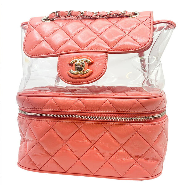 CHANEL Chanel rucksack matelasse clear pink