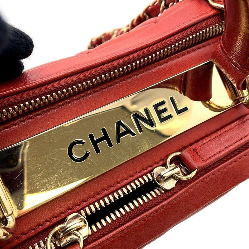 Chanel handbag, matelasse, coco mark, bowling bag, lambskin, CHANEL 2way shoulder bag