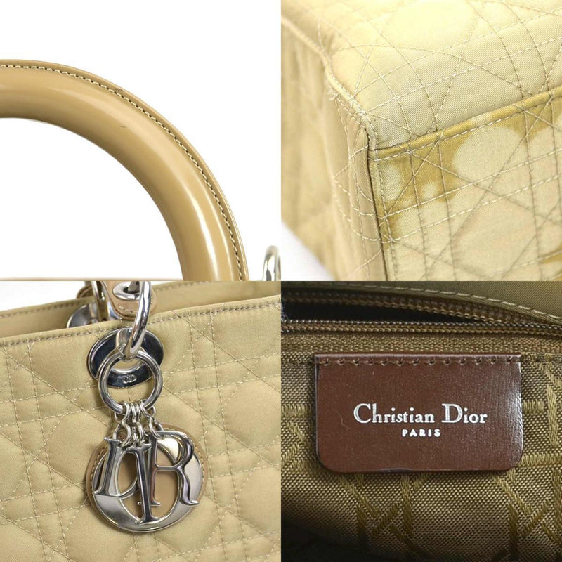 Christian Dior handbag shoulder bag Lady canvas beige silver women's e58702a