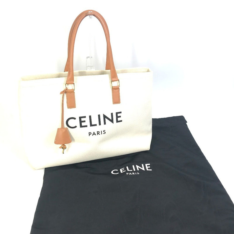 CELINE 190062 Horizontal Cabas Tote Bag Shoulder Canvas Leather Women's Natural Tan Beige