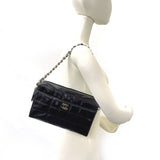 CHANEL Chanel Chain Shoulder Chocolate Bar Bag Patent Leather Black Women's