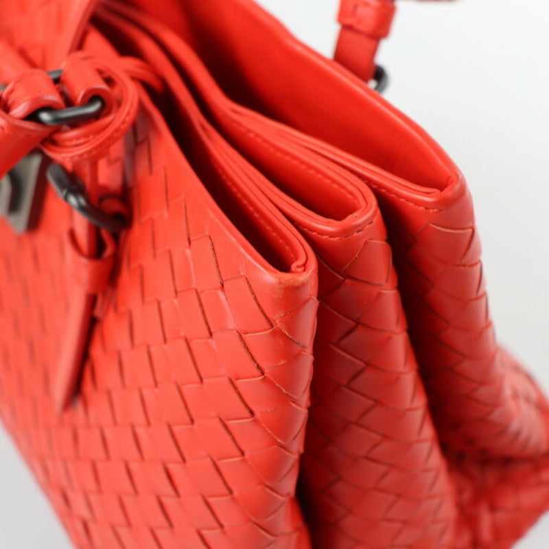 BOTTEGA VENETA Bottega Veneta Small Rome Bag Intrecciato Handbag 337303 Calf Leather Red 2WAY Shoulder Tote